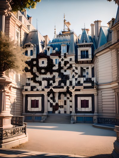 French Palace Facade Photorealistic QR Code for Posters