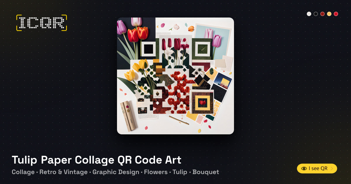 Tulip Paper Collage QR Code Art • ICQR