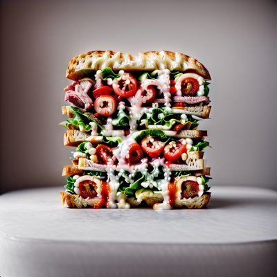 Stacked Sandwich Food Photography QR Code for Restaurant Menus