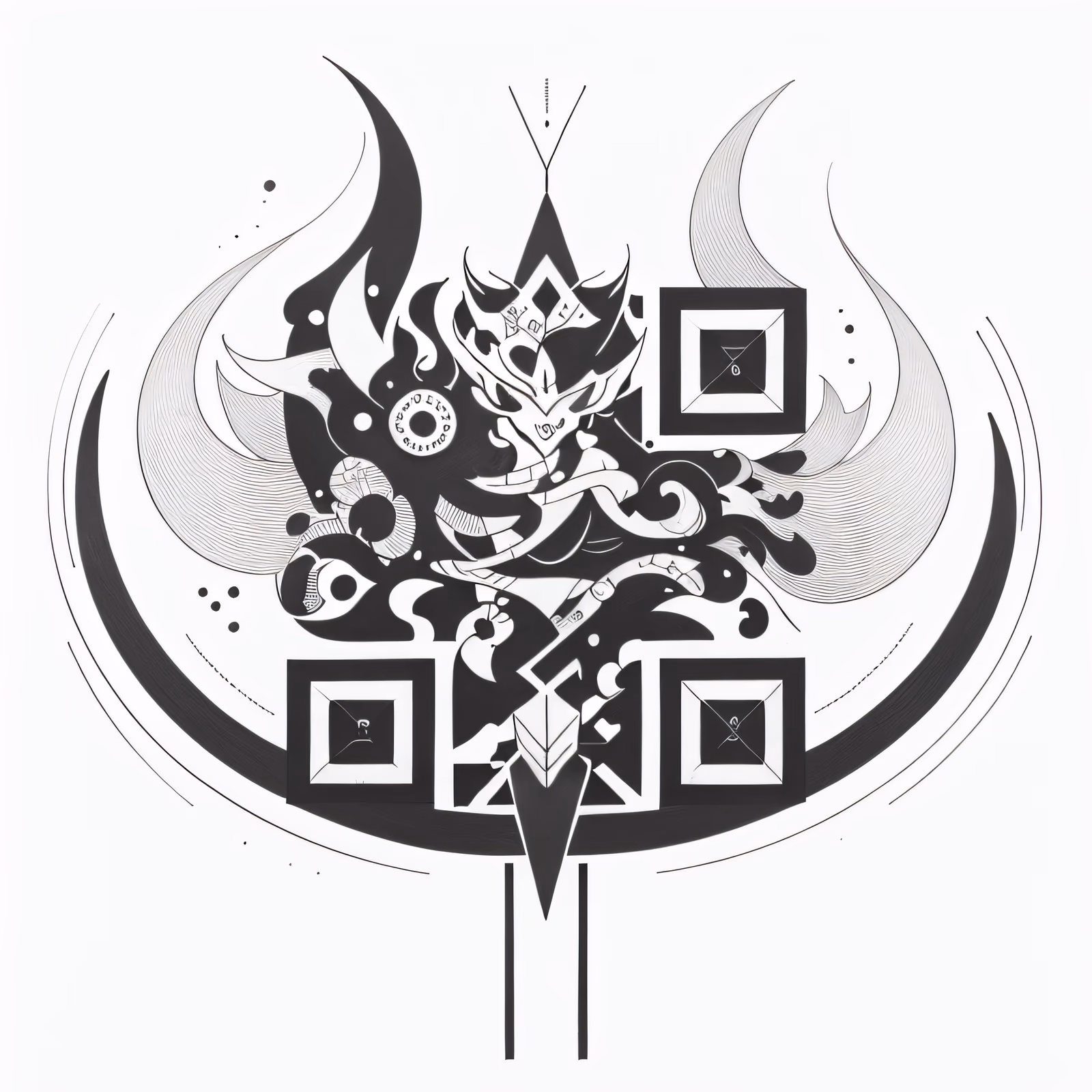 Horned Mask Emblem Tattoo QR Code for Temporary Tattoos — image 1
