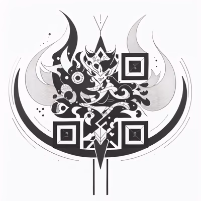 Horned Mask Emblem Tattoo QR Code for Temporary Tattoos — image 1