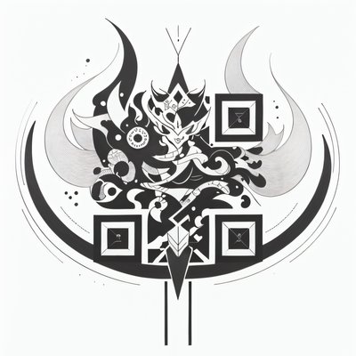 Horned Mask Emblem Tattoo QR Code for Temporary Tattoos