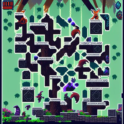 Pixel Forest Platformer Game Level QR Code for Posters