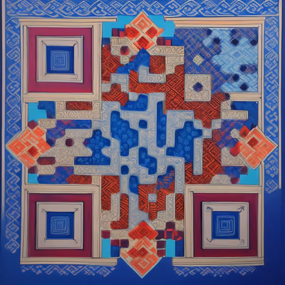 Tibetan Blue Pattern QR Code Art — image 1