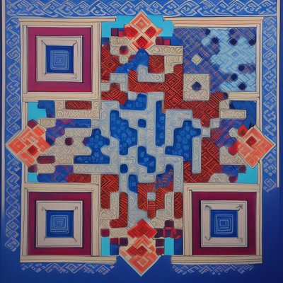 Tibetan Blue Pattern QR Code Art