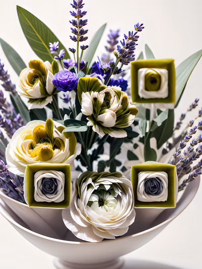 Lavender and Ranunculus Bouquet Photo QR Code Art — image 1