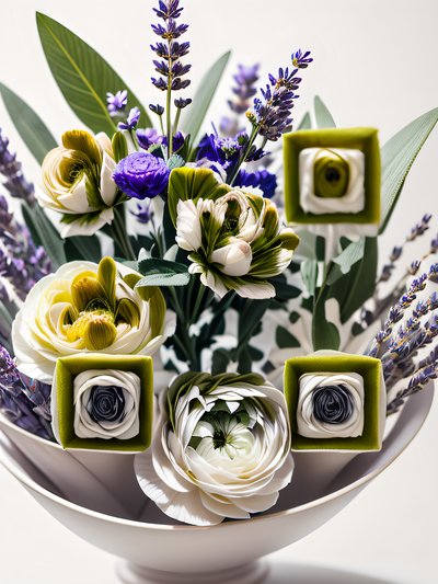 Lavender and Ranunculus Bouquet Photo QR Code Art