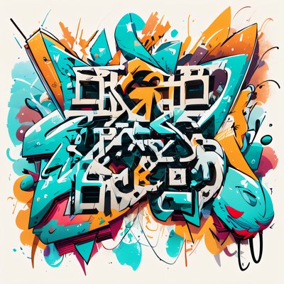 Teal Orange Graffiti Lettering QR Code for Apparel