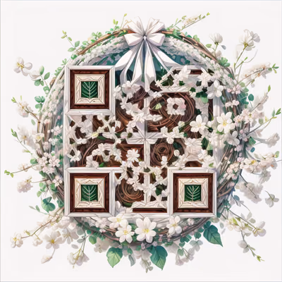 White Blossom Wreath 3D QR Code Art — image 1