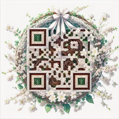 White Blossom Wreath 3D QR Code Art