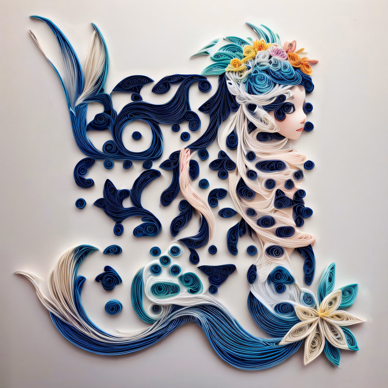 Mermaid Paper Quilling QR Code Art — image 1