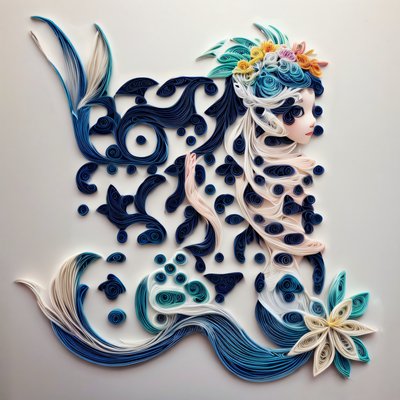 Mermaid Paper Quilling QR Code Art