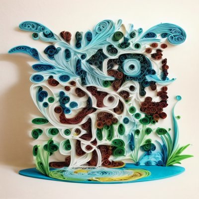 Abstract Paper Quilling Water Scene QR Code Art