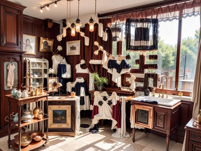 Antique Shop Interior Photorealistic Store QR Code for Window Displays