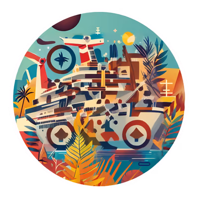 Cruise Ship Tropical Vector QR Code for Stickers — image 1