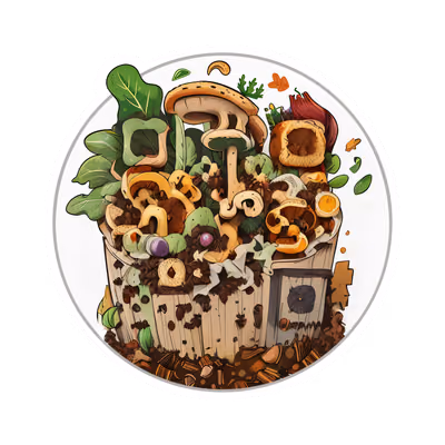 Compost Bin Mushrooms Vector QR Code for Stickers — image 1