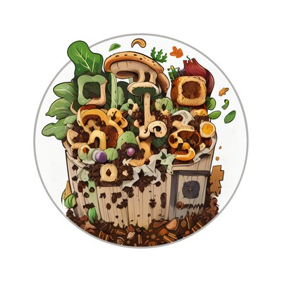 Compost Bin Mushrooms Vector QR Code for Stickers