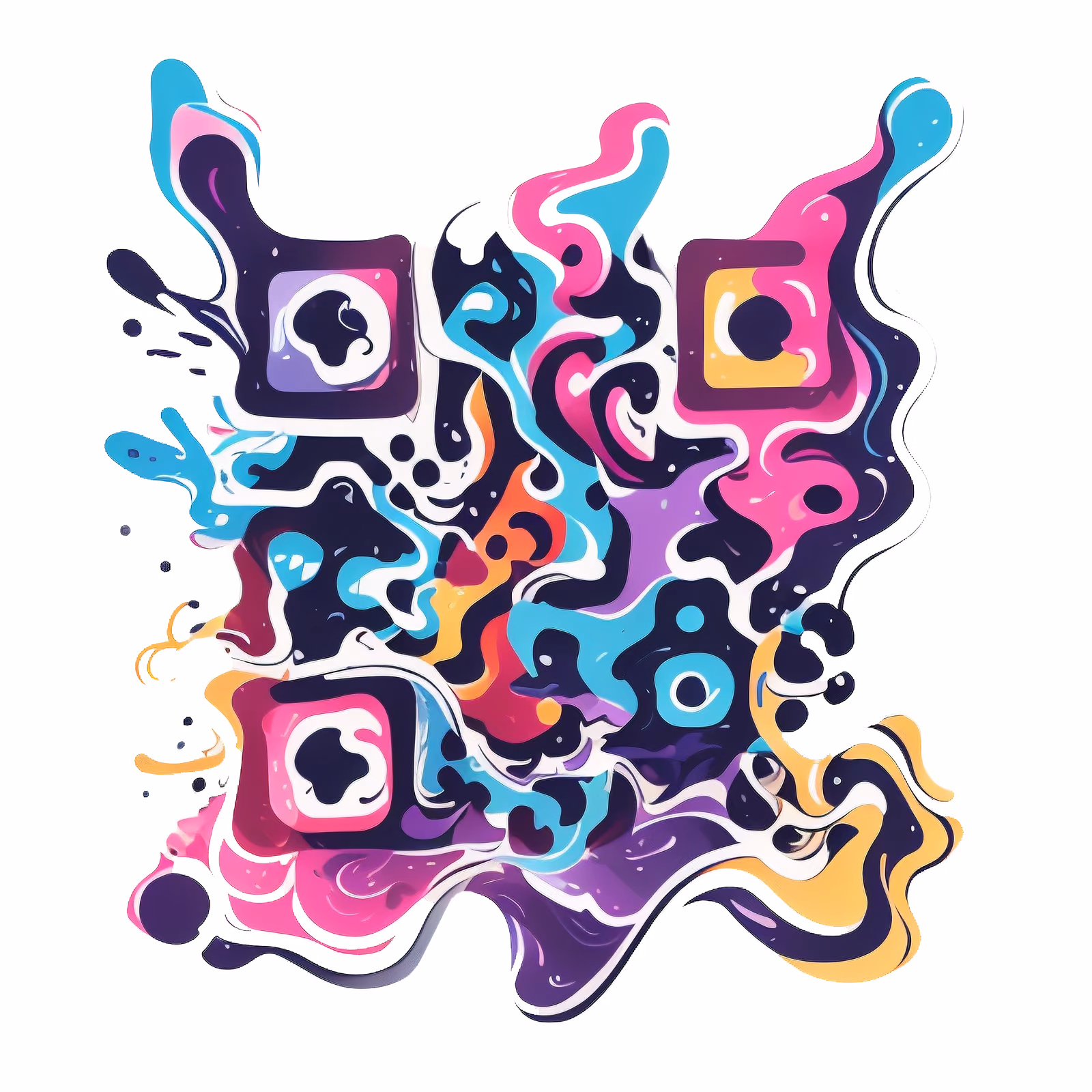 Fluid Wave Abstract Vector QR Code for Stickers — image 1
