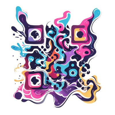 Абстрактные жидкие волны, векторный QR-код для стикеров