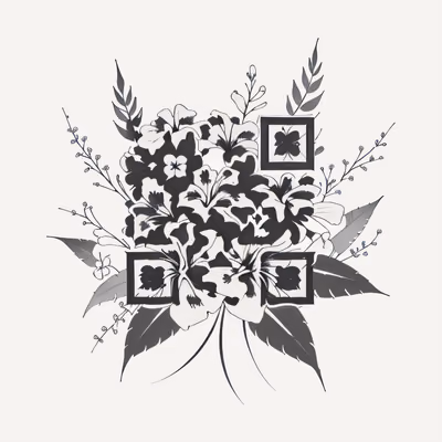Tropical Hibiscus Ink Tattoo Flowers QR Code for Temporary Tattoos — image 1