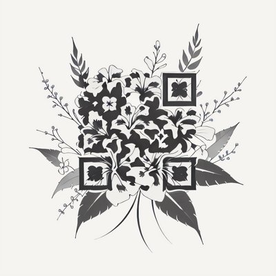 Tropical Hibiscus Ink Tattoo Flowers QR Code for Temporary Tattoos