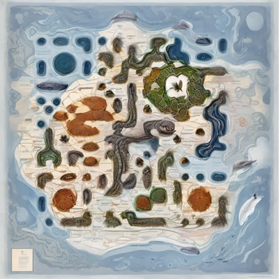 Sea Turtle World Map Folk QR Code Art — image 1