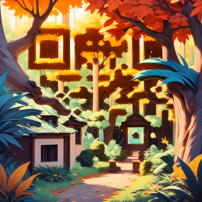 Autumn Forest Path Illustration QR Code Art — image 1