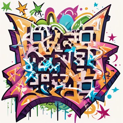 Colorful Graffiti Lettering Street Art QR Code for Stickers