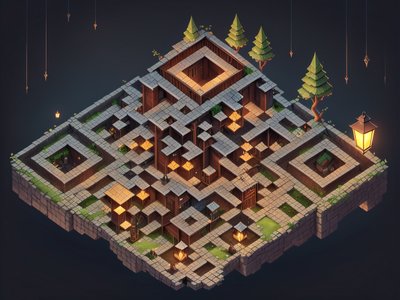 Isometric Elven Village Fantasy QR Code Art