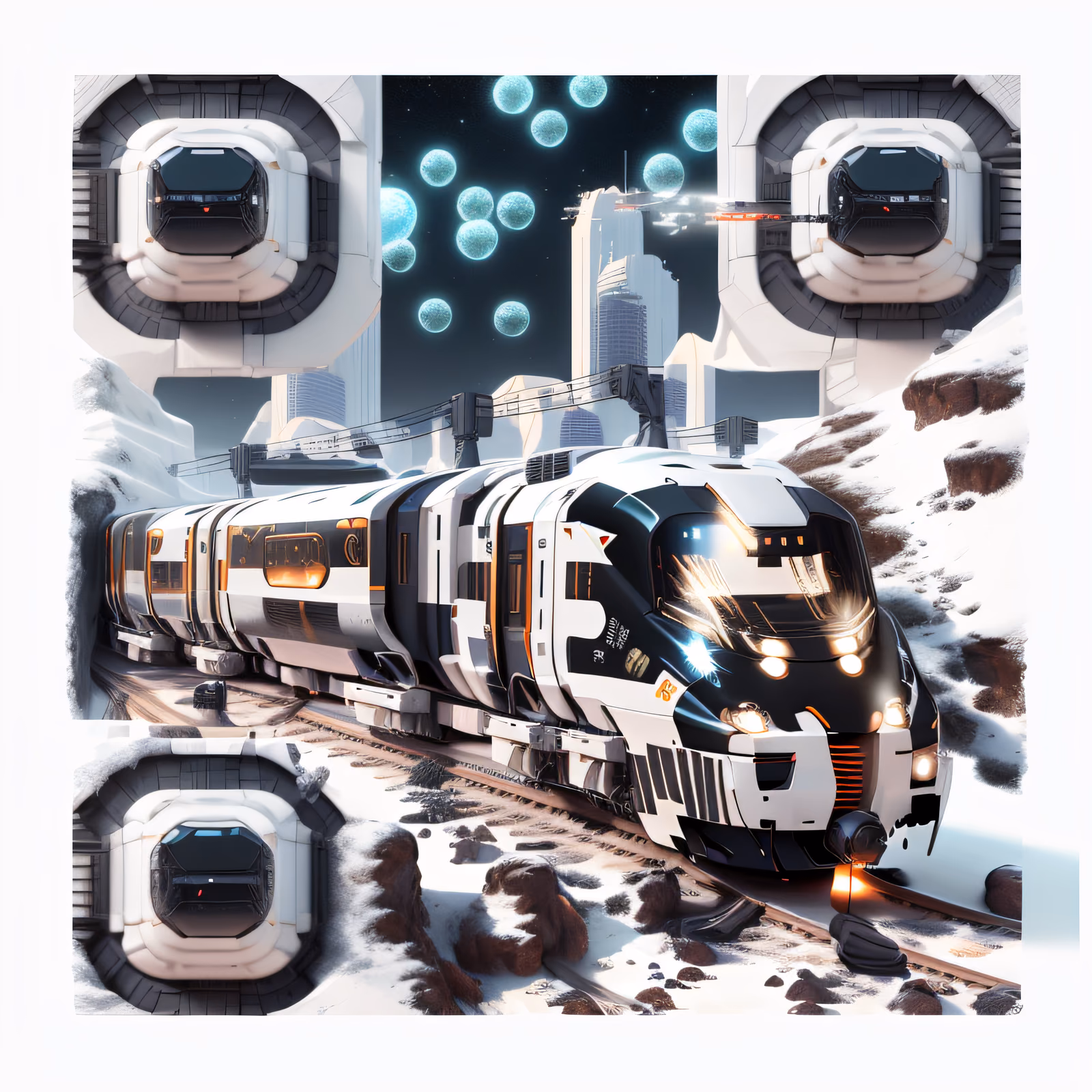 Futuristic Bullet Train Cyberpunk QR Code Art — image 1