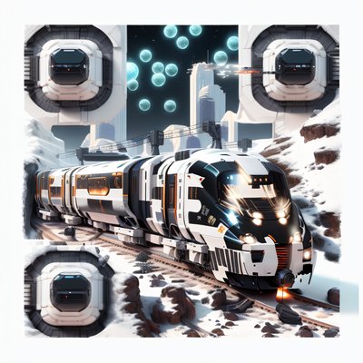 Futuristic Bullet Train Cyberpunk QR Code Art