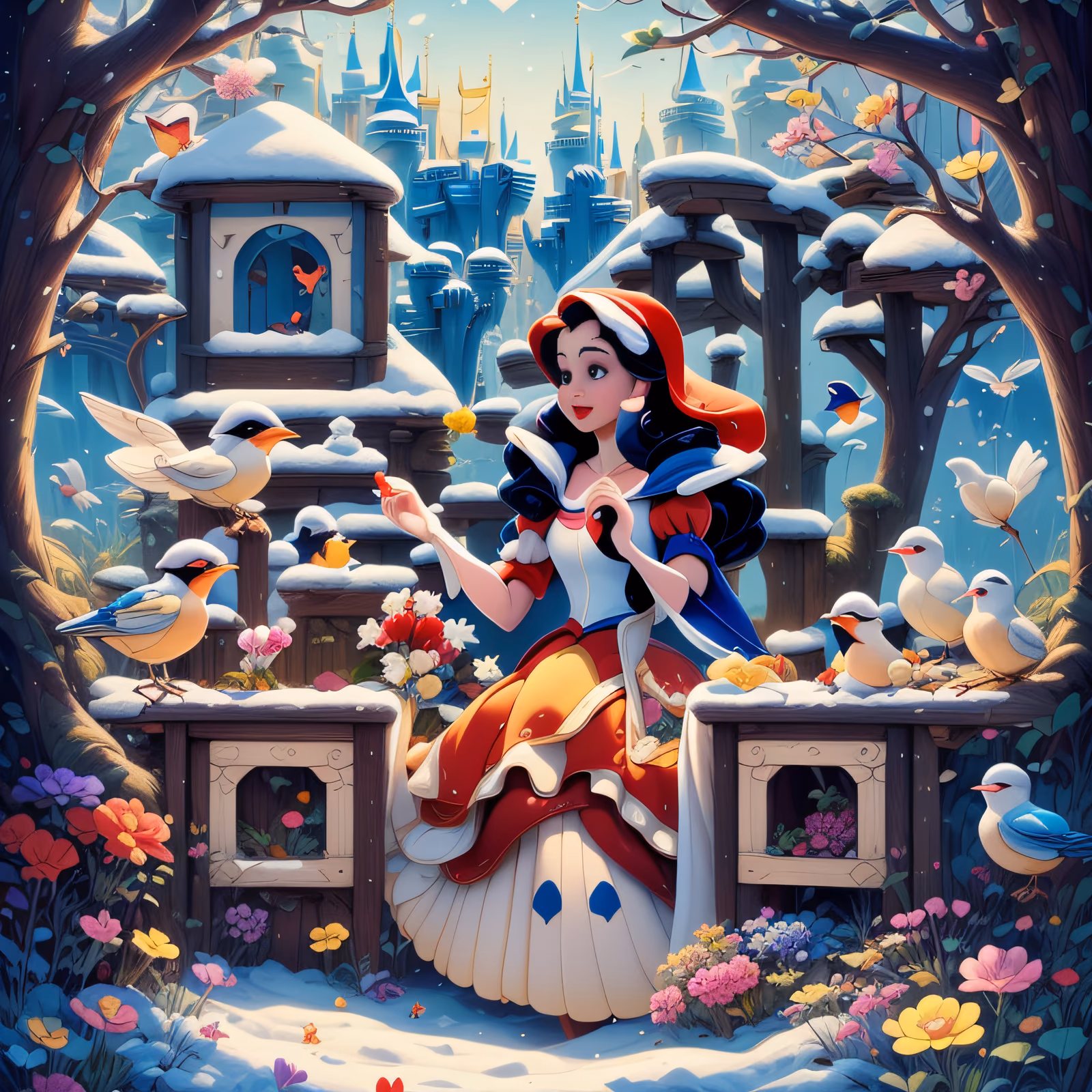 Snowy Fairytale Princess Cartoon QR Code for Posters — image 1
