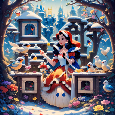 Snowy Fairytale Princess Cartoon QR Code for Posters — image 1