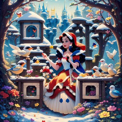 Snowy Fairytale Princess Cartoon QR Code for Posters