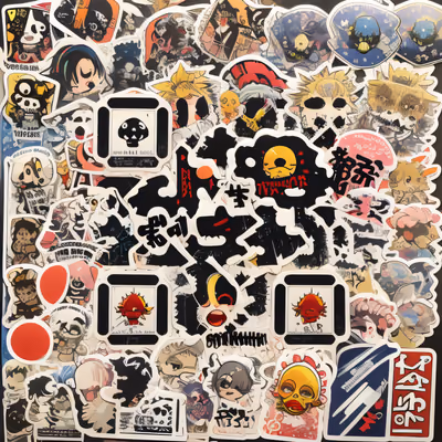 Skull Sticker Bomb Grunge Anime Character QR Code for Stickers — image 1