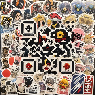 Skull Sticker Bomb Grunge Anime Character QR Code for Stickers
