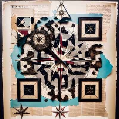Compass Rose Paper Collage QR Code Art