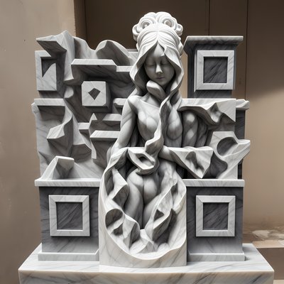 Marble Woman Sculpture QR Code Art