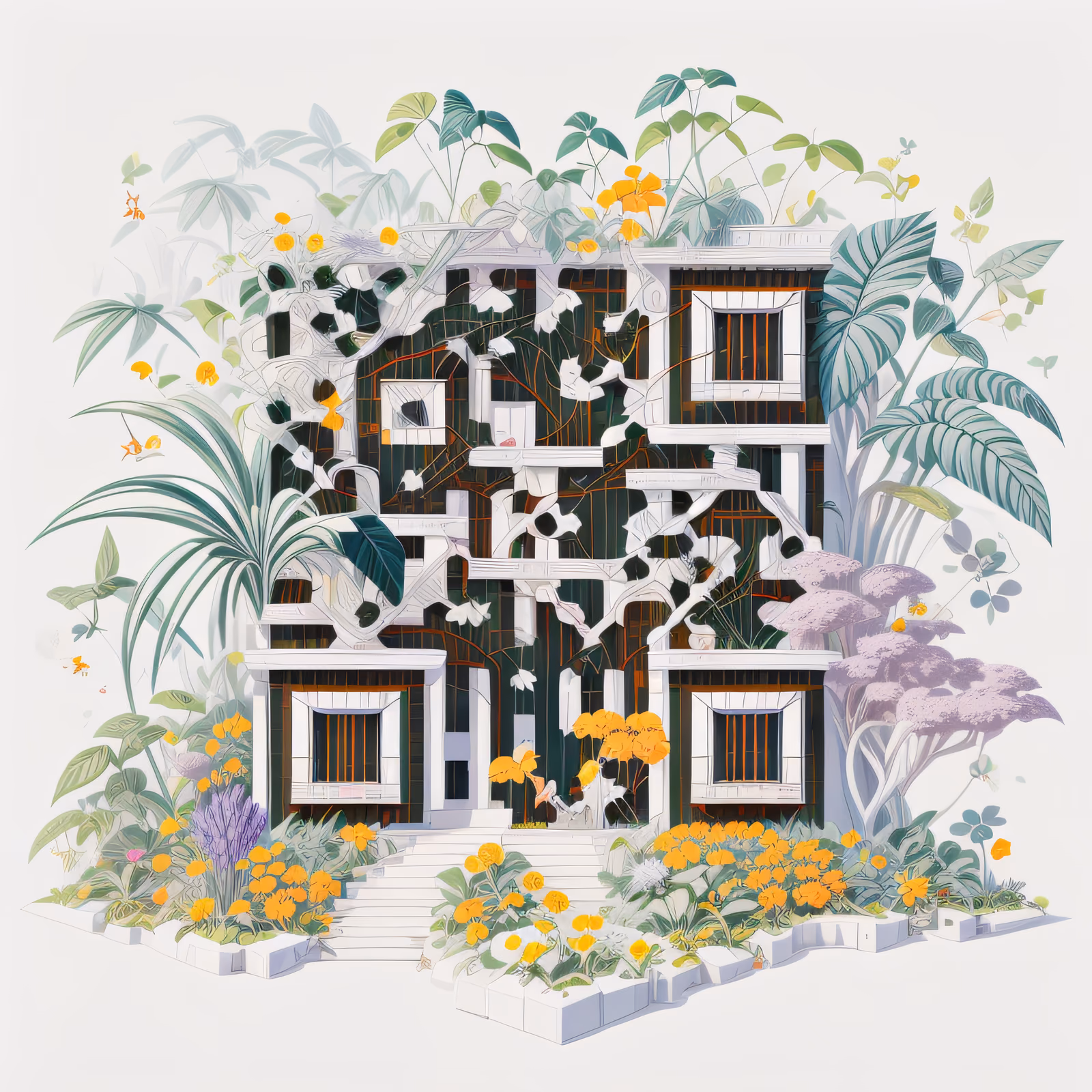 Overgrown Jungle House Illustration QR Code Art — image 1