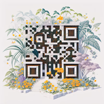 Overgrown Jungle House Illustration QR Code Art — image 1
