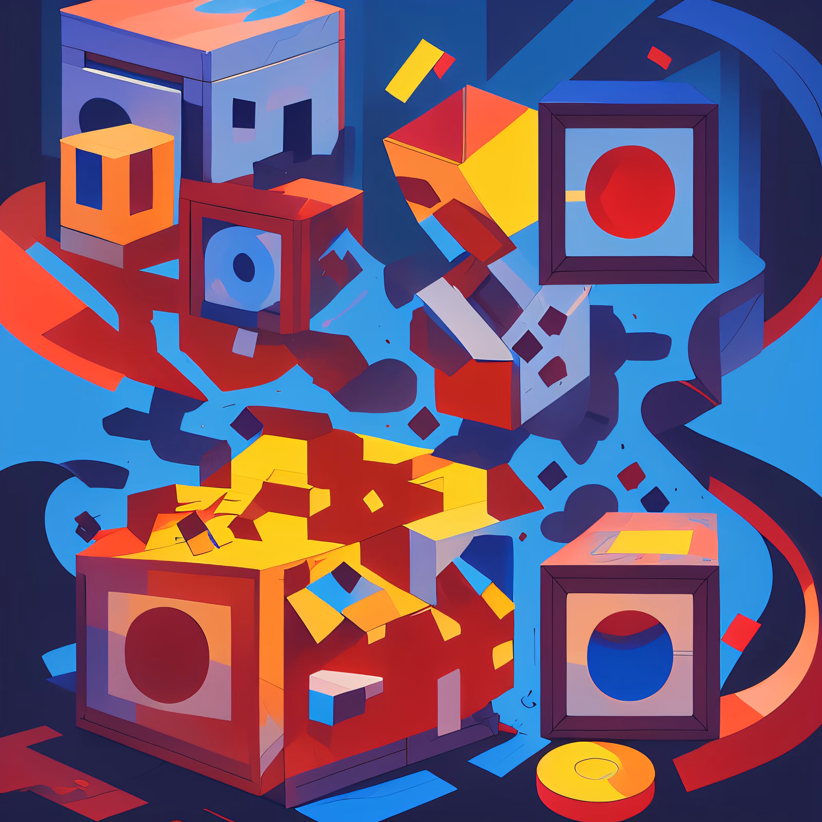 Exploding Cubes Geometric Vector QR Code for Posters — image 1
