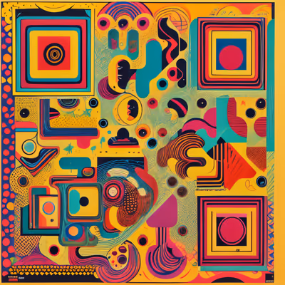 Retro Psychedelic Abstract Pattern QR Code for Posters — image 1