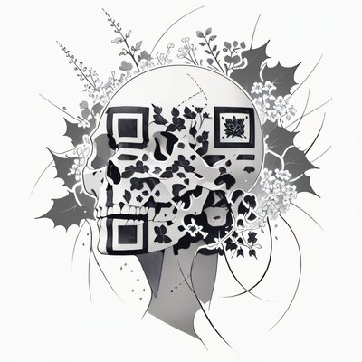 Skull and Ivy Ink Tattoo QR Code for Temporary Tattoos