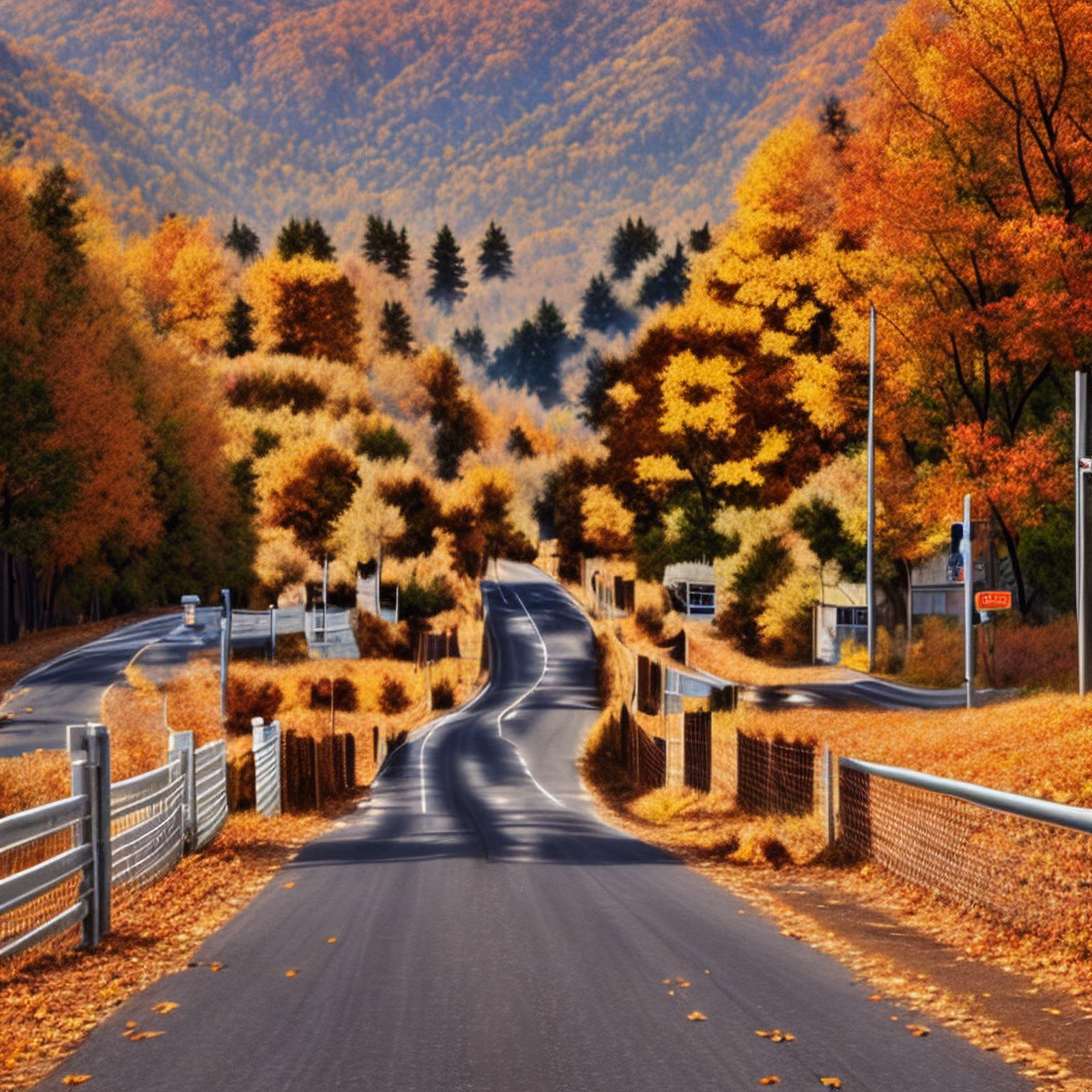 Autumn Mountain Road Photorealistic QR Code Art — image 1