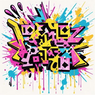 Graffiti Lettering Splatter Calligraphy & Lettering QR Code for Apparel