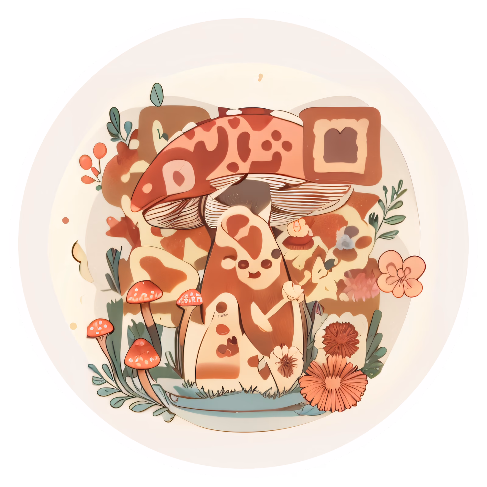 Kawaii Mushroom Vector QR Code for Stickers — image 1
