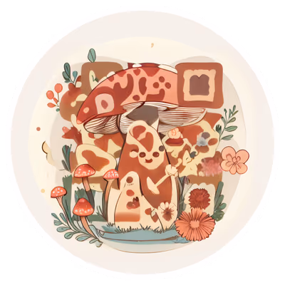 Kawaii Mushroom Vector QR Code for Stickers — image 1