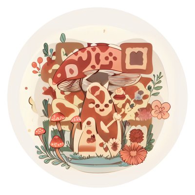 Kawaii Mushroom Vector QR Code for Stickers