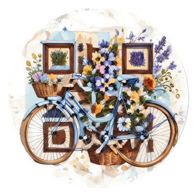 Vintage Bicycle Flower Basket QR Code for Stickers