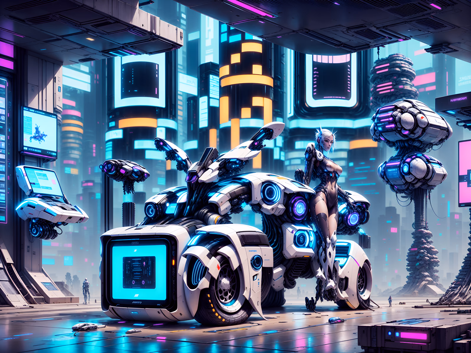 Cyberpunk Hoverbike Garage QR Code for Posters — image 1